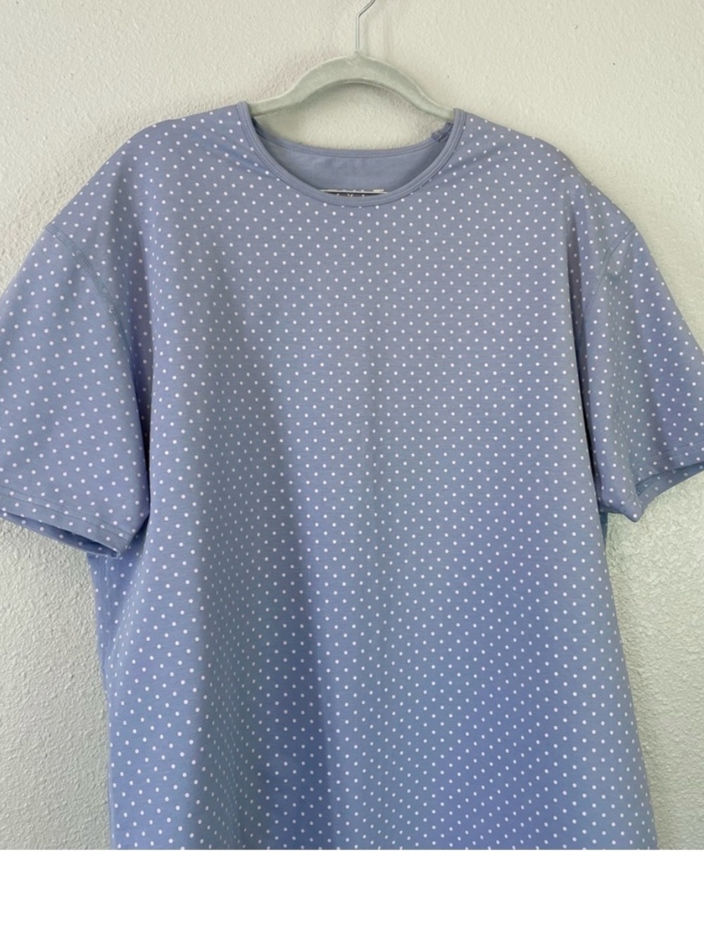 BYLT Drop Cut S / S Lux Soft Blue Pink Dotted Polka Dot Short Sleeve Shirt XL - Picture 2 of 6
